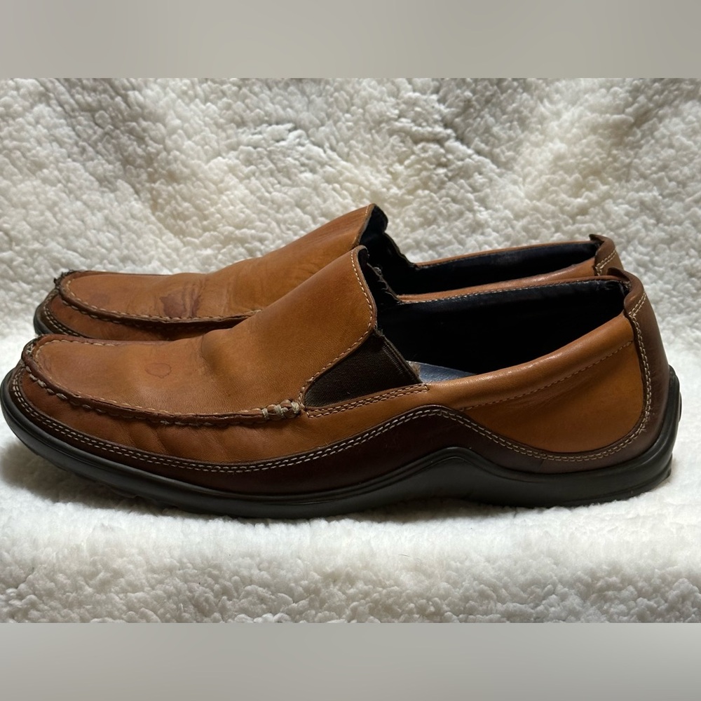 Cole Haan Tucker Venetian Light Brown & Dark Brown Loafers Men's 10M - Flawed - Picture 4 of 13